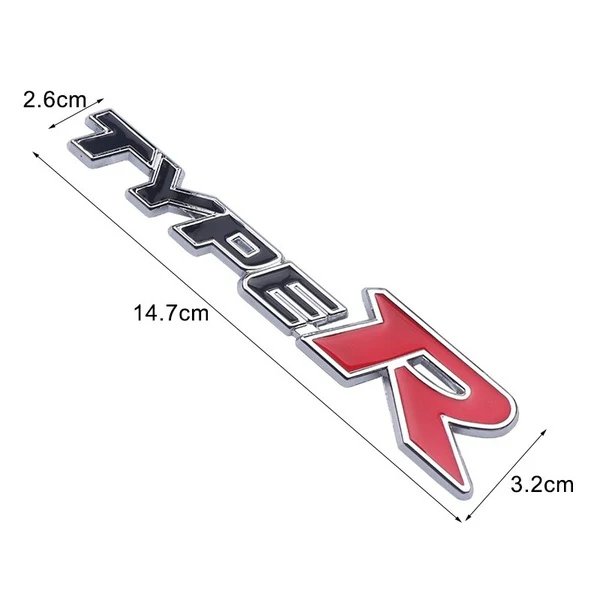1 pc 3D Aluminum TYPE-R Car Front/Rear Badge Fender Body Emblem Decal Sticker NEW - Image 2