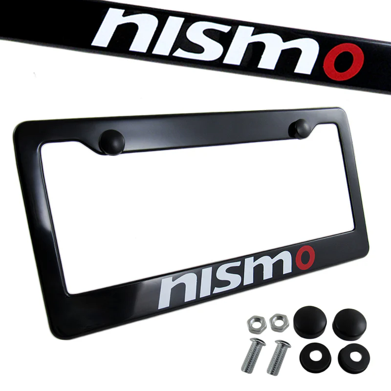 Nissan Nismo Black ABS License Plate Frame with Caps - Image 4