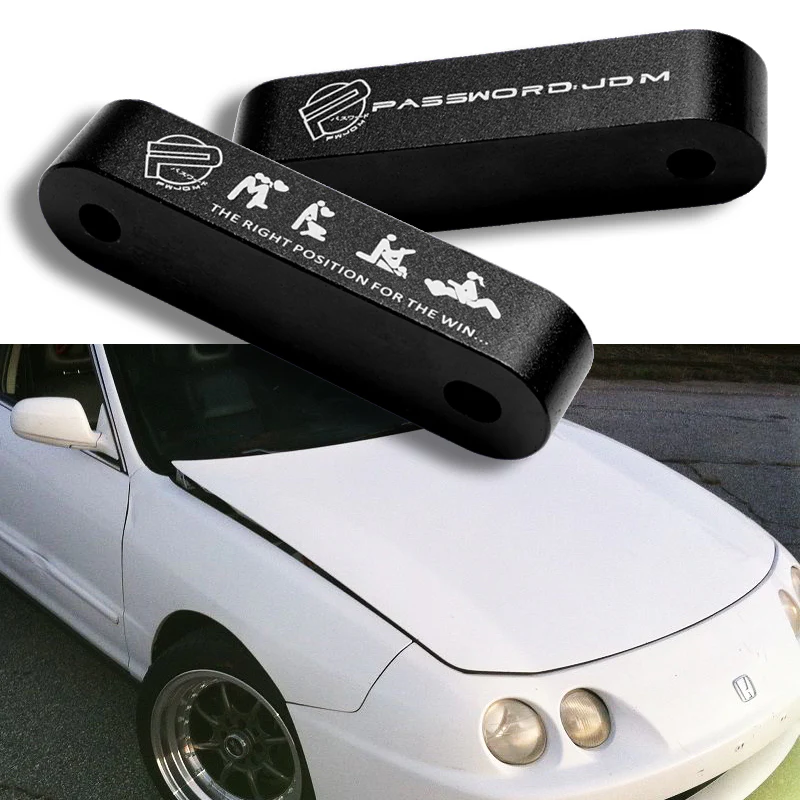 1 Set Black Password JDM Hood Vent Spacer Risers 90-01 Integra / 88-00 Civic New - Image 2