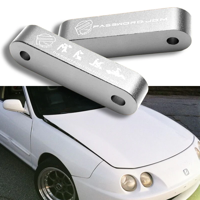 1 Set Silver Password JDM Hood Vent Spacer Risers 90-01 Integra / 88-00 Civic New - Image 3