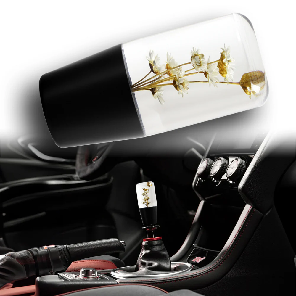 10CM JDM Clear Real Flowers Manual Gear Stick Shift Knob Lever Shifter Head VIP - Image 14