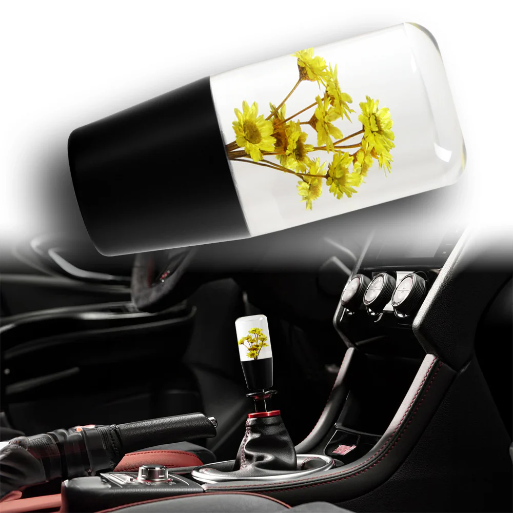 10CM JDM Clear Real Flowers Manual Gear Stick Shift Knob Lever Shifter Head VIP - Image 5