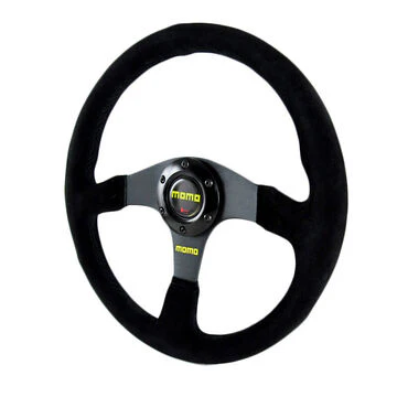 14" MUGEN Racing Style Black Stitching Suede Sport Steering Wheel w Horn Button - Image 5