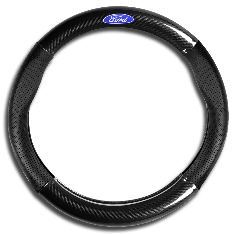 15" Carbon Fiber Style Quality Leather Car Steering Wheel Cover For All Ford NEW x1 - Image 5