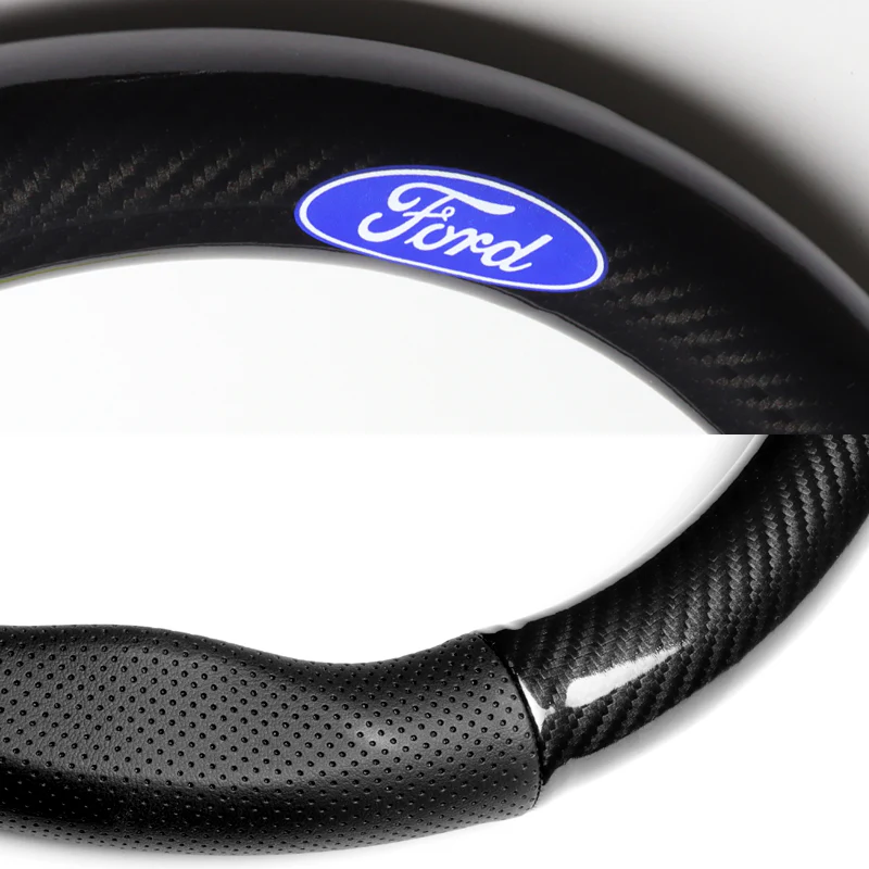 15" Carbon Fiber Style Quality Leather Car Steering Wheel Cover For All Ford NEW x1 - Image 7