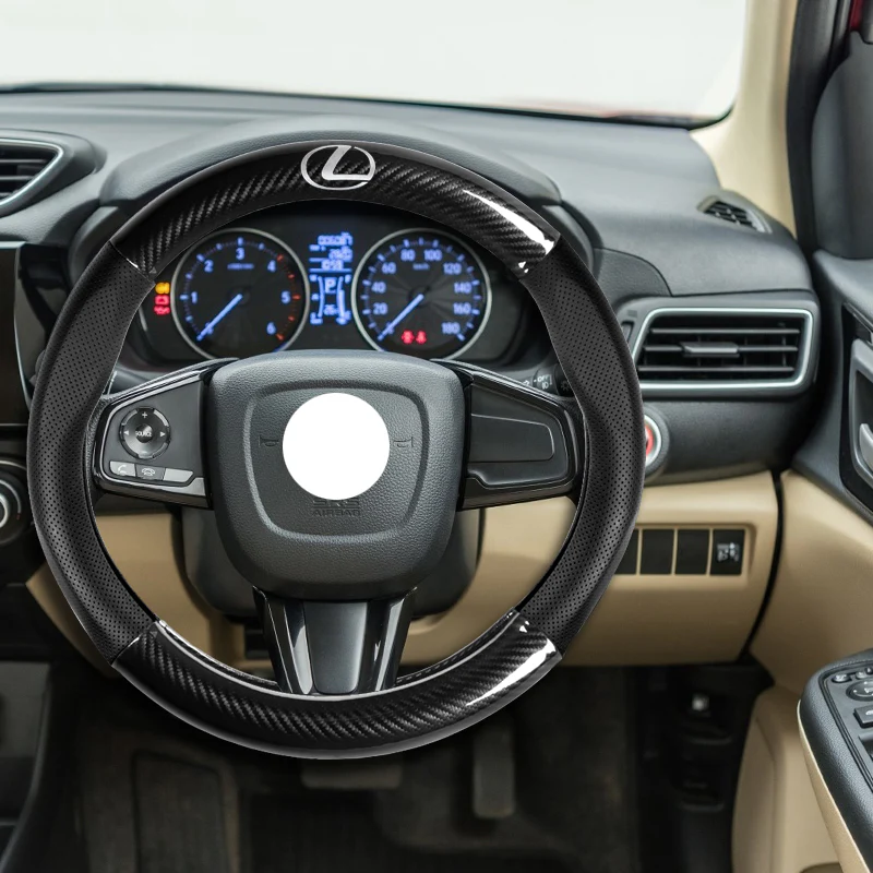 15" Carbon Fiber Style Quality Leather Car Steering Wheel Cover For All LEXUS NEW x1 - Image 8