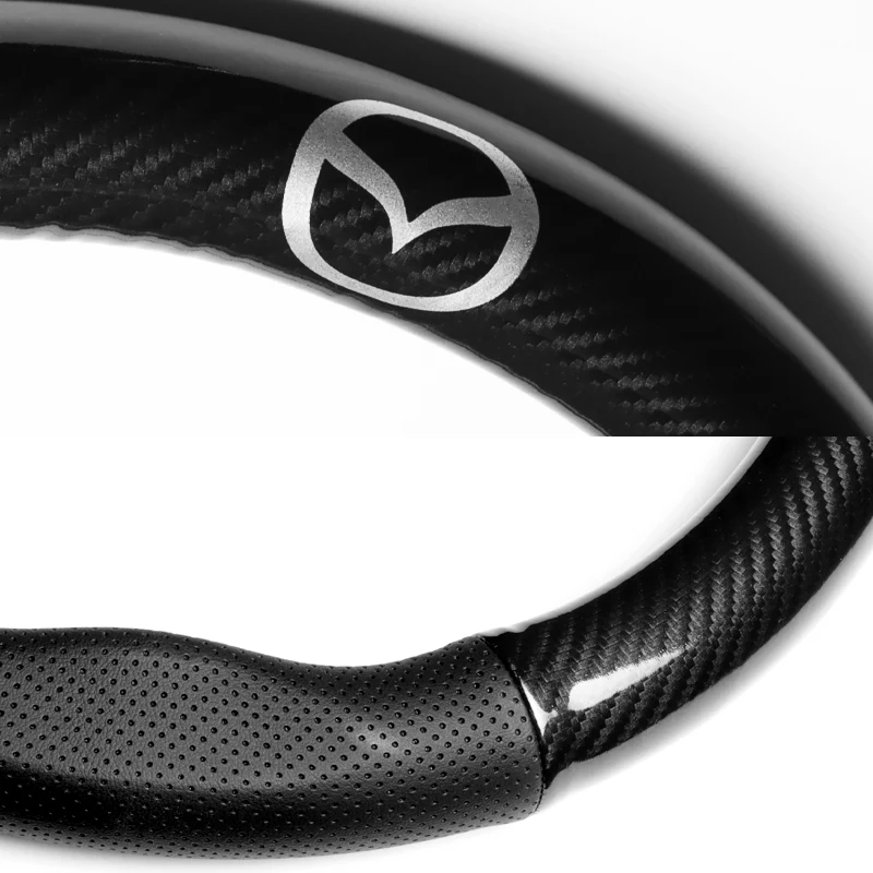 15" Carbon Fiber Style Quality Leather Car Steering Wheel Cover For All MAZDA MazdaSpeed NEW x1 - Image 8