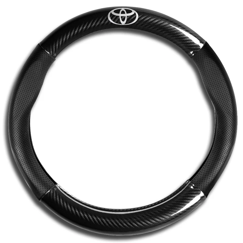 15" Carbon Fiber Style Quality Leather Car Steering Wheel Cover For All TOYOTA NEW x1 - Image 5
