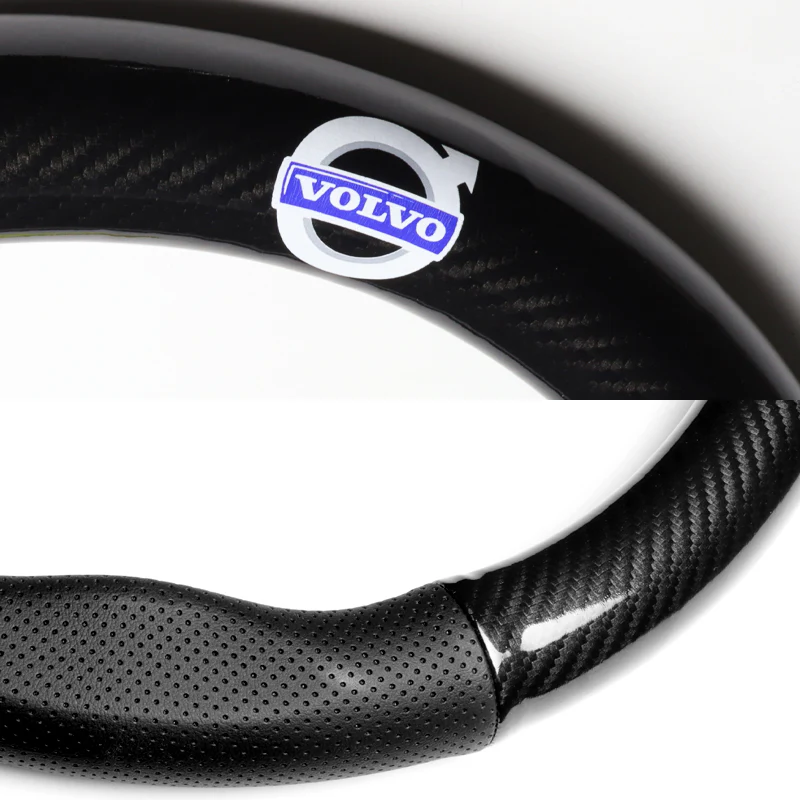 15" Carbon Fiber Style Quality Leather Car Steering Wheel Cover For All VOLVO NEW x1 - Image 8