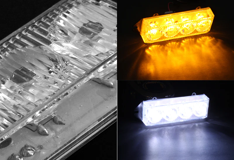 16-LED White/Amber Emergency Warning Hazard Grille Flash Light – Universal Fit - Image 2