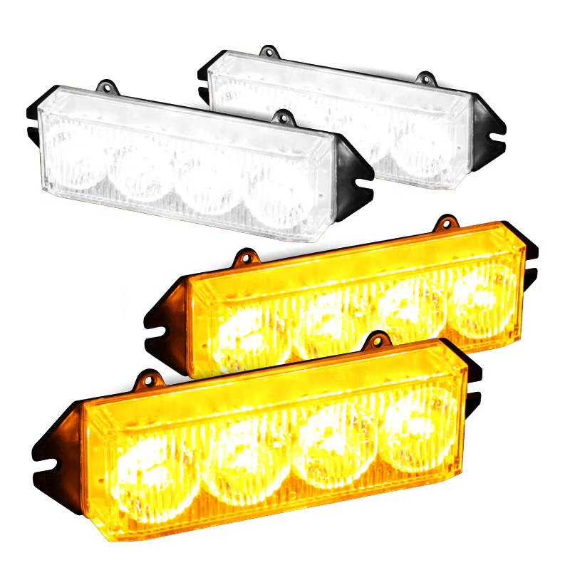 16-LED White/Amber Emergency Warning Hazard Grille Flash Light – Universal Fit - Image 3