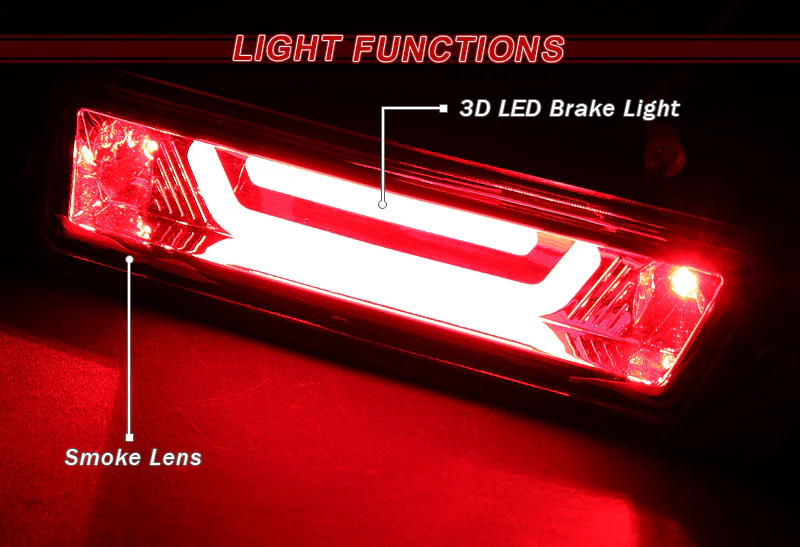 1987-1993 Ford Mustang LX LED Third Spoiler Brake Light - Chrome Housing Smoked Lens - Image 4