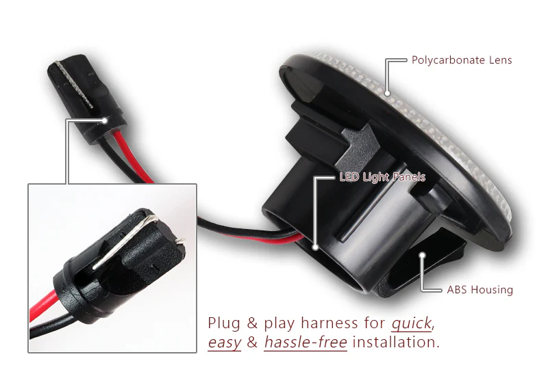 1989-2015 Mazda MX-5 White LED Side Repeater Indicator Lights -Clear Lens - Image 2