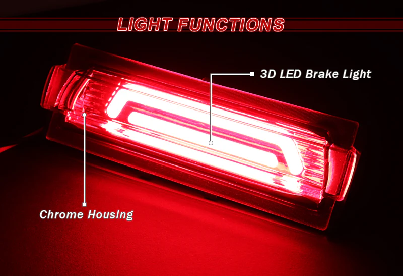1991-1996 Chevrolet Corvette G2 LED 3RD Brake Light Rear Stop Lamp - Chrome Housing Red Lens - Image 4