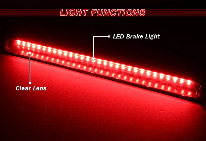 1992–2004 Chevrolet S10 Suburban 1500 LED 3RD Brake Light Rear Stop Lamp  - Black Housing Clear Lens - Image 4
