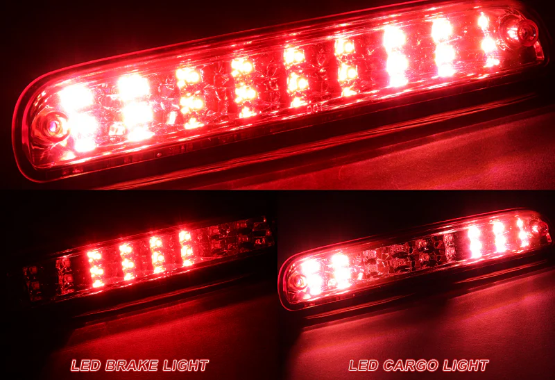 1993-2011 Ford Ranger LED Third Brake Light with Cargo Light - Chrome Housing Red Lens - Image 4
