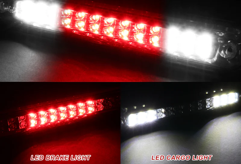 1994-1999 Chevy GMC C/K C10 C1500 C2500 C3500 26-LED Third Brake Light with Cargo Light - Chrome Housing Clear Lens - Image 4