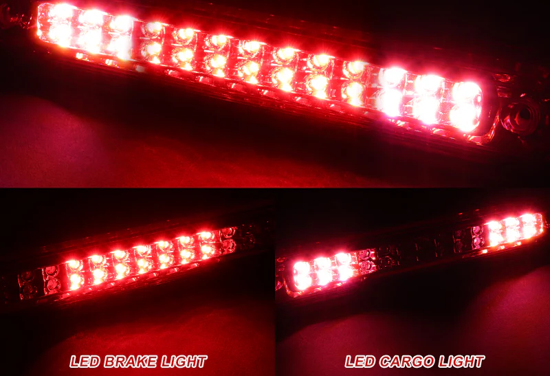 1994-1999 Chevy GMC C/K C10 C1500 C2500 C3500 26-LED Third Brake Light with Cargo Light - Chrome Housing Red Lens - Image 4