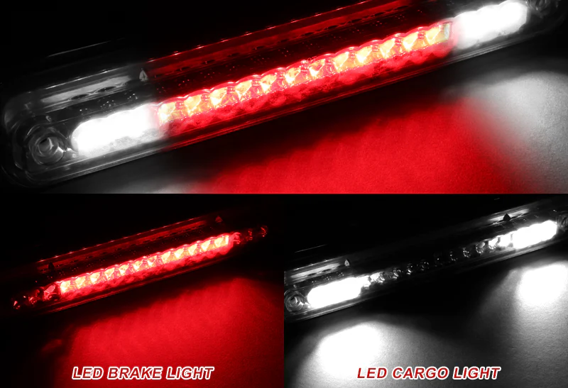1994-1999 Chevy GMC C/K C10 C1500 C2500 C3500 LED Third Brake Light with Cargo Light - Black Housing Smoked Lens - Image 4