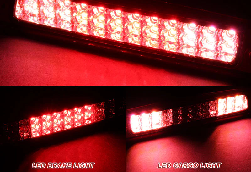 1994-2001 Dodge Ram 1500 2500 3500 24-LED 3RD Brake Light Rear Stop Lamp - Chrome Housing Red Lens - Image 4