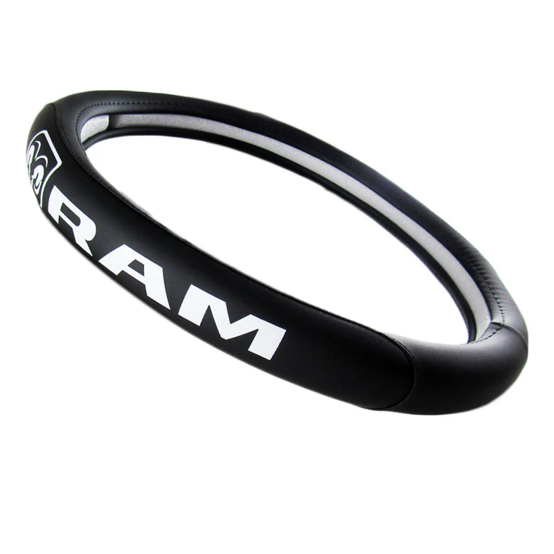 New For 1994-2019 DODGE RAM STEERING WHEEL COVER WHITE LOGO FITS ALL MODELS - Image 7