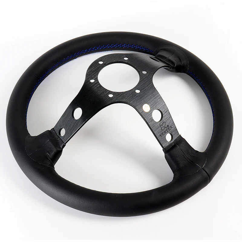 1996 Vertex Leather Deep Dish 330mm Steering Wheel For OMP MOMO Rac Blue Stitch - Image 7