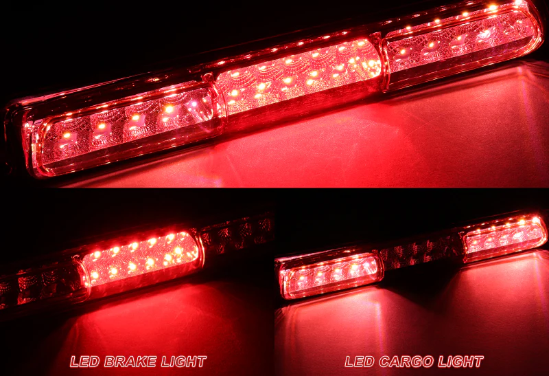 1997-1999 Ford F-250 / 2000-2005 Excursion 16-LED 3RD Brake Light Rear Stop Lamp - Chrome Housing Red Lens - Image 4