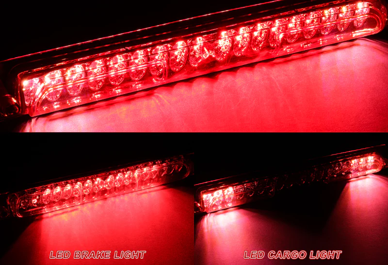 1997-1999 Ford F-250 / 2000-2005 Excursion 18-LED 3RD Brake Light Rear Stop Lamp - Chrome Housing Red Lens - Image 4
