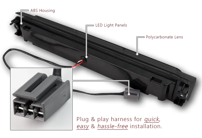 1997-1999 Ford F-250 / 2000-2005 Excursion 16-LED 3RD Brake Light Rear Stop Lamp - Black Housing Smoked Lens - Image 3