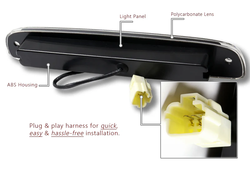 1997-2007 Dodge Dakota LED 3RD Brake Light Rear Stop Lamp Cargo Light - Black Housing Clear Lens - Image 3