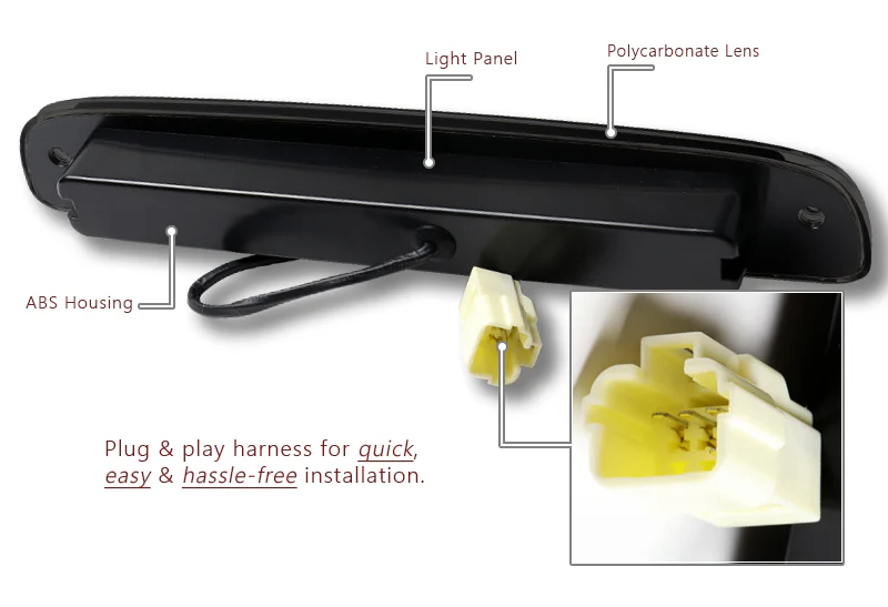 1997-2007 Dodge Dakota LED 3RD Brake Light Rear Stop Lamp Cargo Light - Chrome Housing Smoked Lens - Image 3