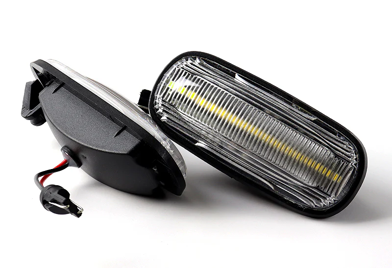 1998-2015 Land Rover Defender White LED Turn Signal Front Side Marker Lights -Clear Lens - Image 2