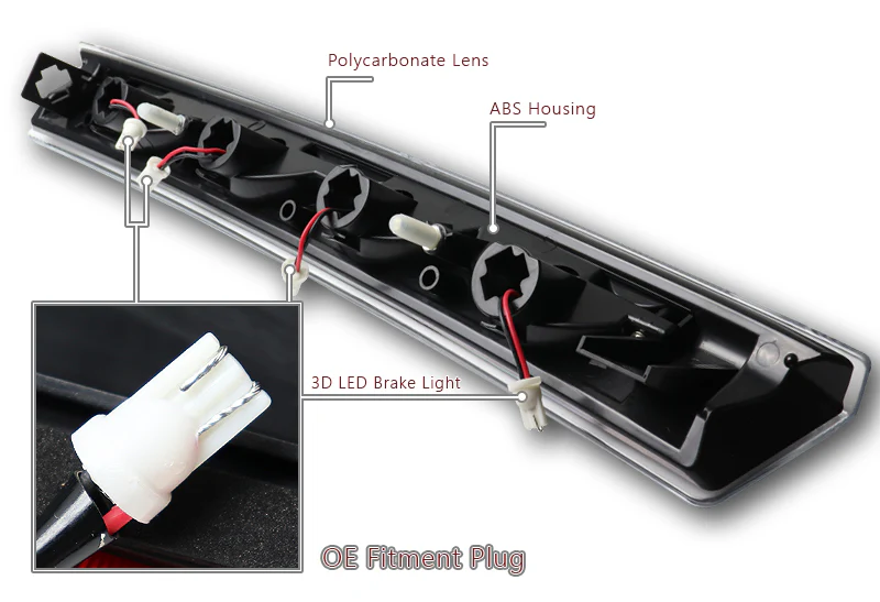 1999-2004 Ford Mustang LED 3RD Brake Light Rear Stop Lamp  - Black Housing Clear Lens - Image 3