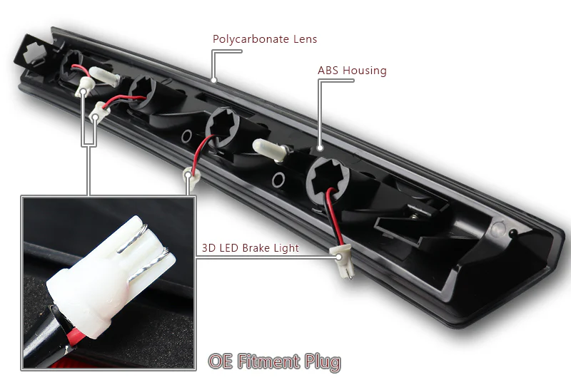 1999-2004 Ford Mustang LED 3RD Brake Light Rear Stop Lamp  - Chrome Housing Smoked Lens - Image 3