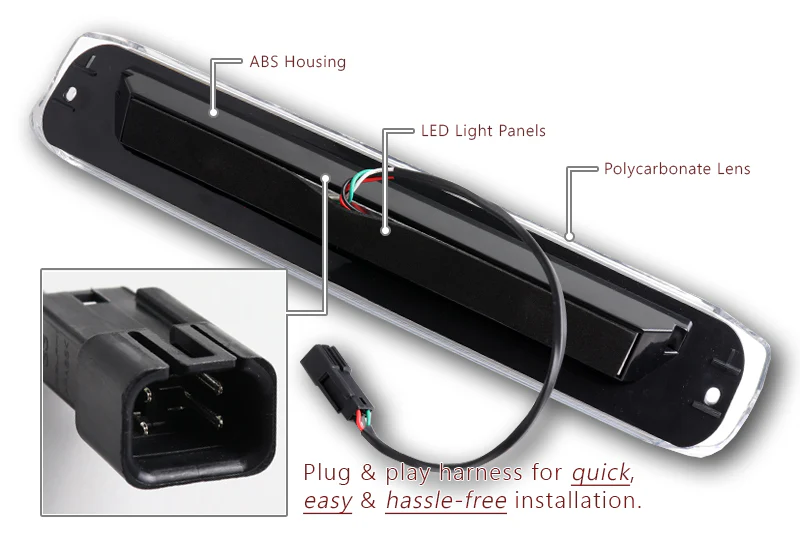 1999-2006 Chevrolet Silverado LED Third Brake Light with Cargo Light - Black Housing Clear Lens - Image 3