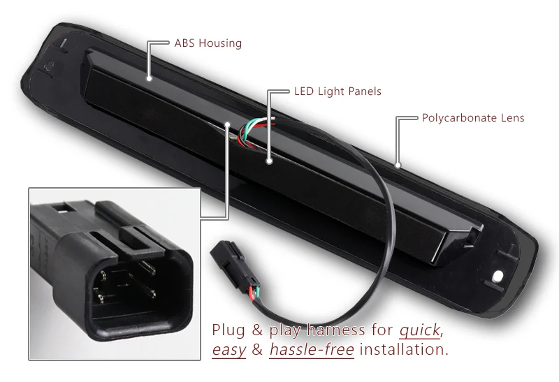 1999-2006 Chevrolet Silverado LED Third Brake Light with Cargo Light - Black Housing Smoked Lens - Image 3