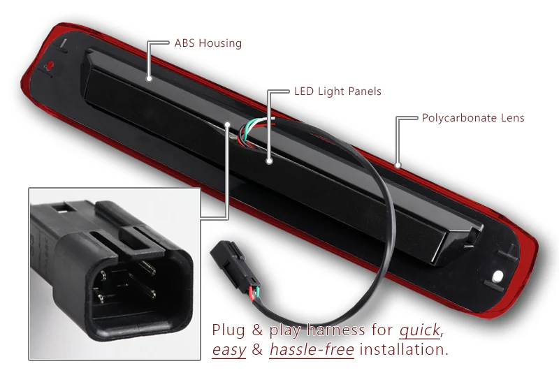 1999-2006 Silverado / Sierra LED Third Brake Light with Cargo Light - Chrome Housing Red Lens - Image 3
