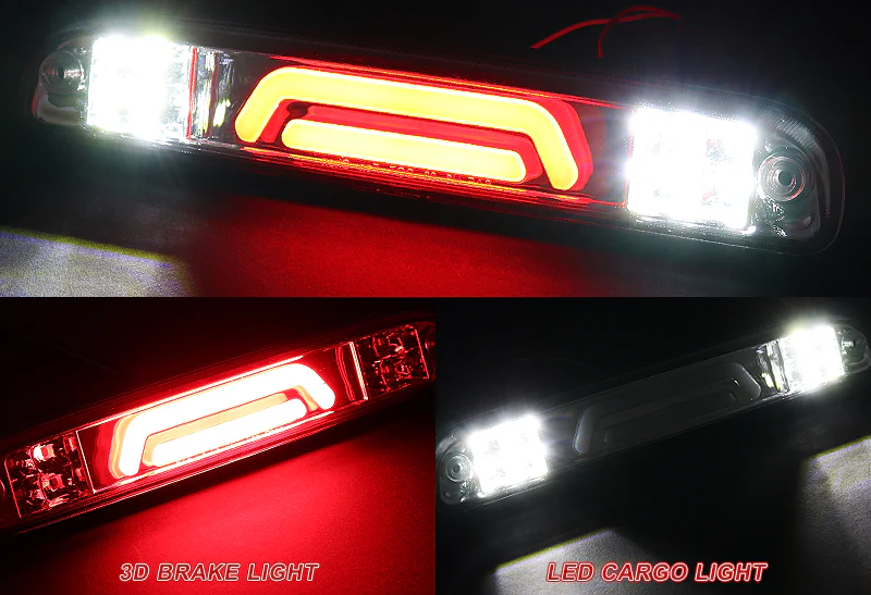 1999-2016 Ford Super Duty LED Third Brake Light with Cargo Light - Chrome Housing Smoked Lens - Image 4