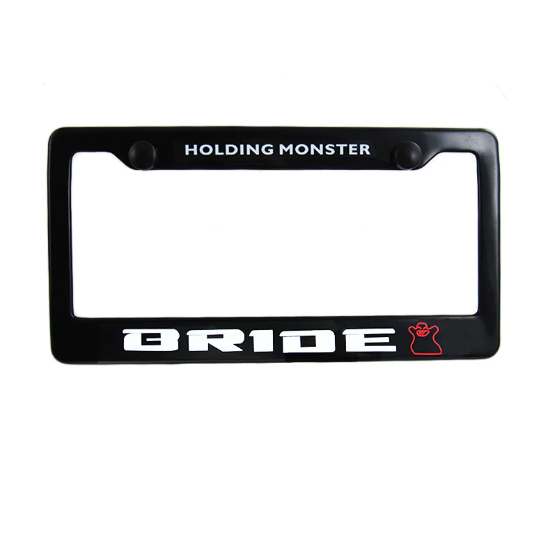 Bride Black ABS License Plate Frame with Caps - Image 2
