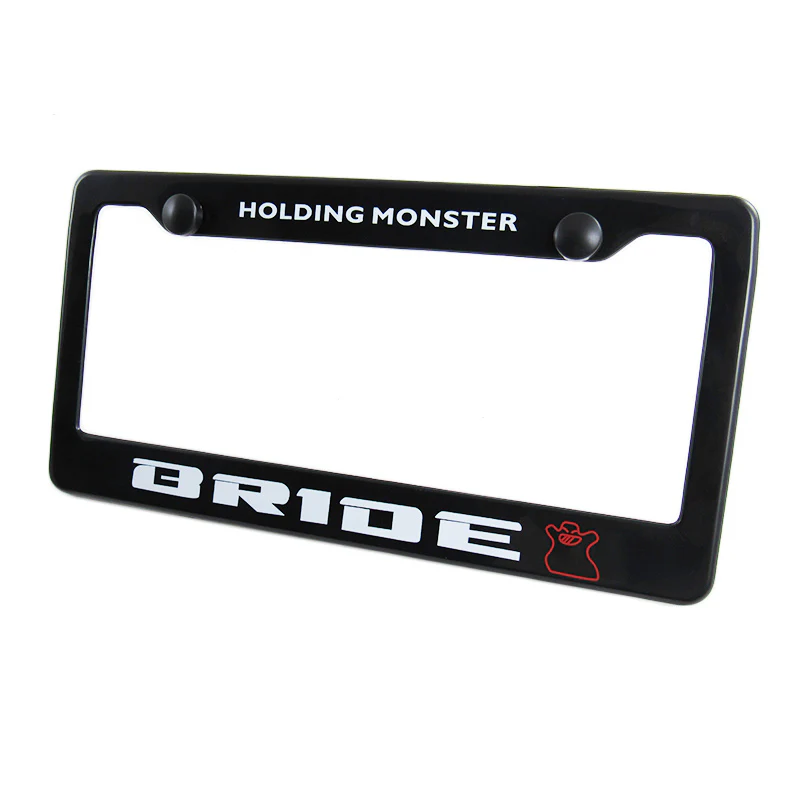 Bride Black ABS License Plate Frame with Caps - Image 3