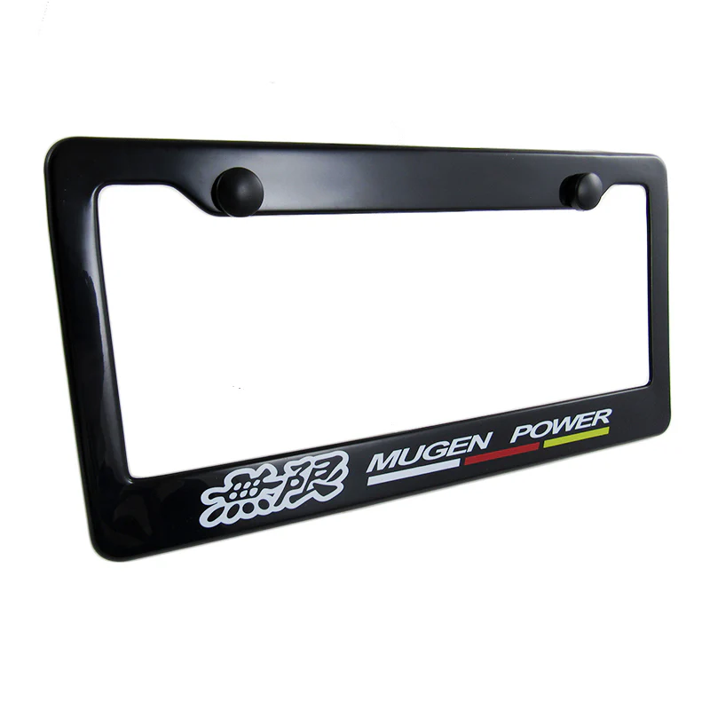 Mugen Black ABS License Plate Frame with Caps - Image 2