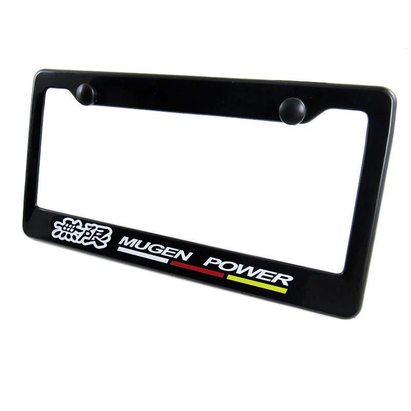 Mugen Black ABS License Plate Frame with Caps - Image 3