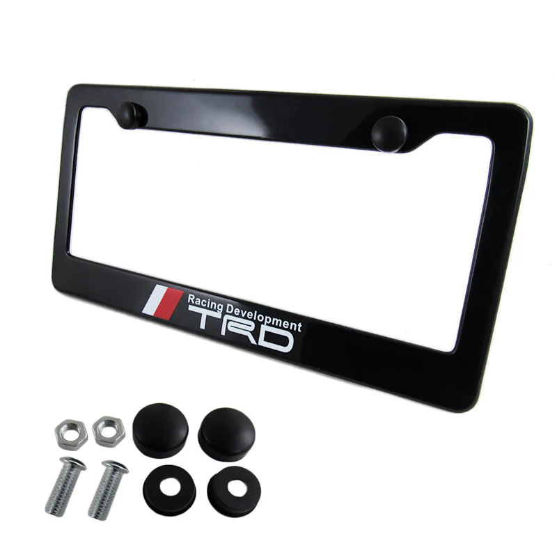 Toyota TRD Black ABS License Plate Frame with Caps - Image 3