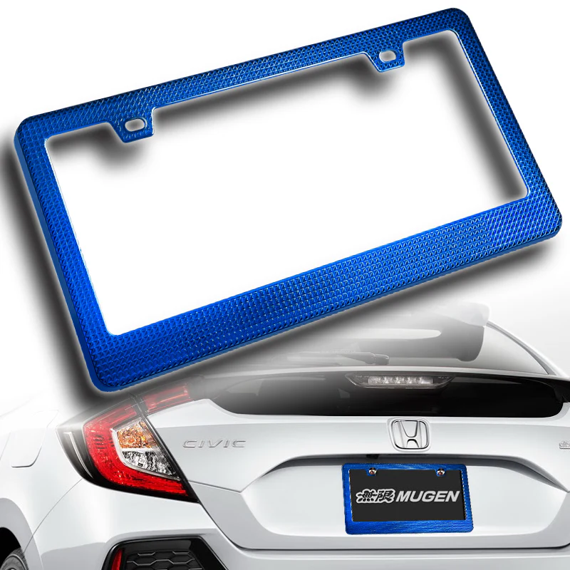 1PC Blue Diamond Cut Style License Plate Frame Covers – Front & Rear - Image 4