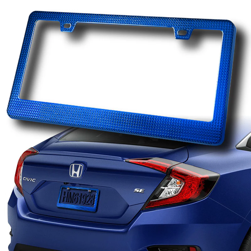 1PC Blue Diamond Cut Style License Plate Frame Covers – Front & Rear - Image 5