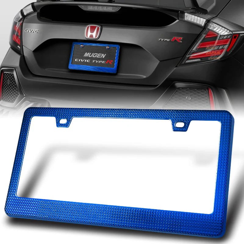 1PC Blue Diamond Cut Style License Plate Frame Covers – Front & Rear - Image 6