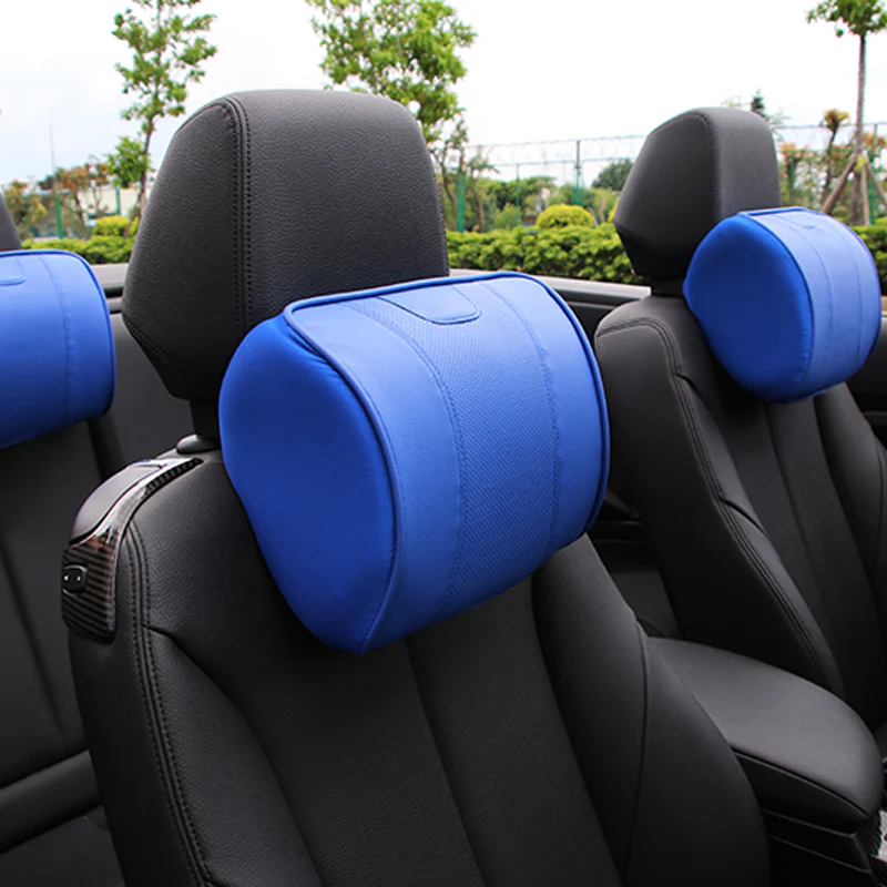 1PCS Blue Leather Car Seat Memory Foam Neck Rest Cushion Pillow for NISSAN Nismo - Image 5