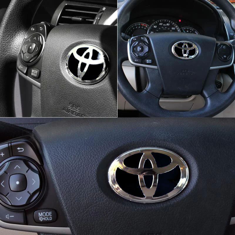 Toyota Black Steering Wheel Emblem Sticker - Image 2