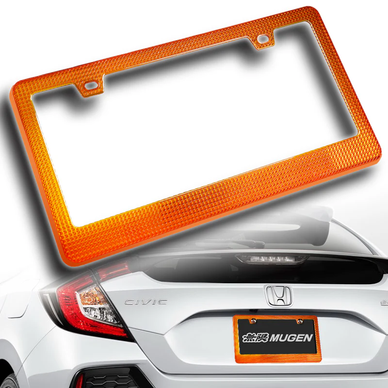 1PC Orange Diamond Cut Style License Plate Frame Covers – Front & Rear - Image 6