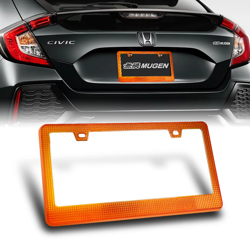 1PC Orange Diamond Cut Style License Plate Frame Covers – Front & Rear - Image 7